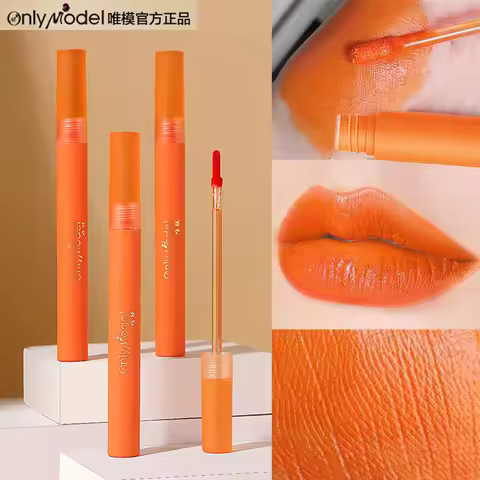 Bright Orange Color Lip Glaze Carrot Matte Velvet Liquid Lip Gloss Easy to Apply Lasting Lipstick Ko
