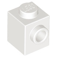 Lego 87087 part Brick, Modified 1 x 1 with Stud on Side white