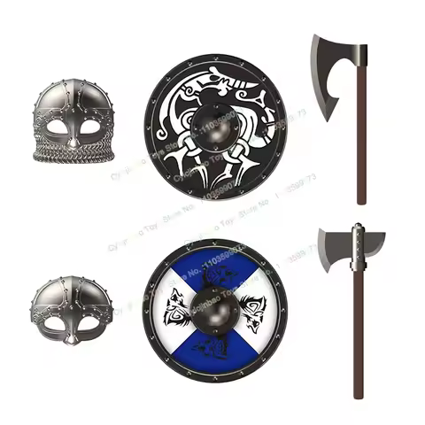 DM11+DM12 Medieval Axe Soldiers Building Blocks Bricks Action Figures Shields Accessories Models Puz