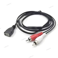 1.5M/5 Ft USB 2.0 A Female Socket To 2 RCA Male Plug connector Audio Video Extension Cable Adapter  