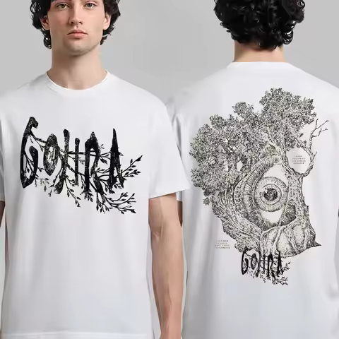 Gojira Nature Themed Graphic Tee Featuring Tree Branch Logo and Eye Tree Art Progressive Metal Stree