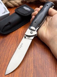 高質 💯 Russian Style High Hardness Folding Knife  Steel Blade Black Sandalwood Handle Outdoor Pocketkn