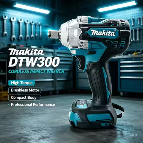 Makita DTW300 330N.M Brushless Cordless Impact Wrench, Rechargeable Power Tool Compatible with Makit