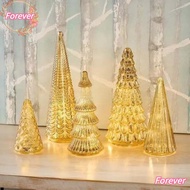 FOREVER Set of 5 Illuminated Mercury Glass Trees, Creative Versatile Mercury Glass Christmas Trees, 