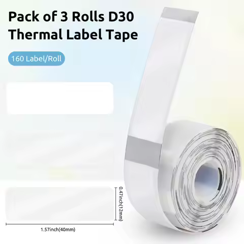 0.47" x 1.57"Transparent Label 3Rolls Thermal Stickers High Quality Compatible With D30 Label Makers