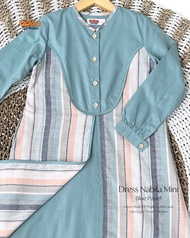 Thaluna Kids - Dress Nabila Mini Blue Pastel | Gamis Anak Perempuan | Bahan Katun Triset Premium