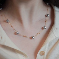 Simple Classic Grey crystal Pearl Kwintas Stainless Steel Necklace For Women Non Tarnish Fashion Acc