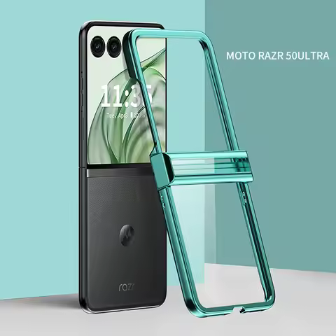 Transparent Plating Case for Motorola Razr 50 Moto Razr50 Ultra 5G Solid Color 3-piece Hinge Set Pro
