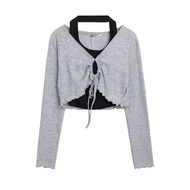 Set áo croptop dài tay kèm áo yếm crt phong cách ulzzang - A158