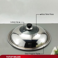 GB - STAINLESS STEEL PAN LID UK 40CM/38CM/36CM/32CM/30CM/28CM - GLASS PAN LID - MULTIFUNCTIONAL