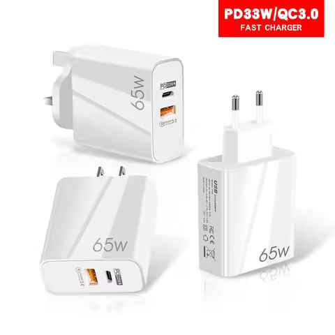 PD 65W GaN Charger QC3.0 Fasting Charger type c Cable usb Fast Wall chargers for iphone 11 13 14 15 