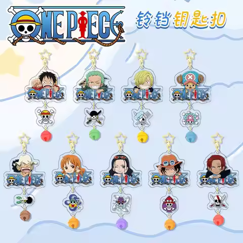 Popular One Piece Bell Pendant Keychain Luffy Zoro Ace Acrylic Bag Charm Cute Anime Accessory Perfec