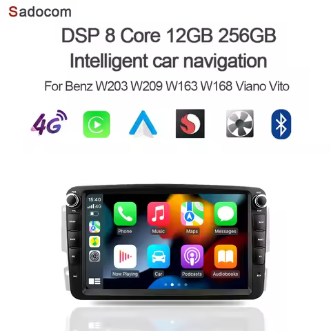 8' CarPlay 720P Android 14.0 Car Player 8 Core 256GB ROM 8GB RAM Car Radio GPS Autoradio For Benz W2
