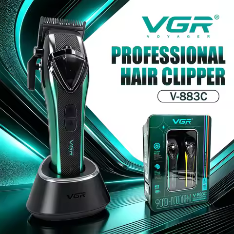 VGR Hair Clipper Professional Hair Trimmer Adjustable Vector Motor 11000 RPM Cordless Haircut DLC Bl
