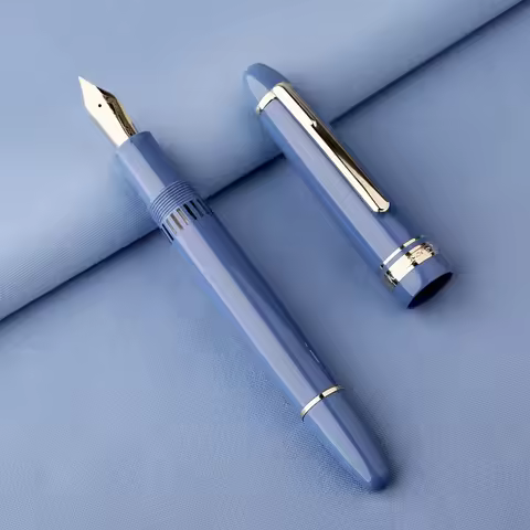 Majohn P136 Glacier Blue Fountain Pen Metal Copper Piston EF 0.4mm F 0.5mm M Nibs School Office Stud