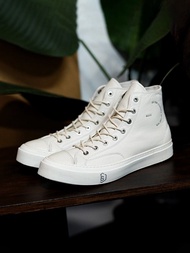 頭層牛皮高幫鞋小白鞋手工製作真皮休閒板鞋