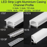 LED Strip Light Aluminium Casing Diffuser Cover Profile V U YW Channel Housing Silver