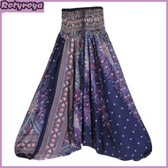 Yoga Bloomers Elastic High Waist Oversized Wide-Leg Casual Trousers Bohemia Style Print Two-way Wear