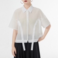 XITAO Shirt Patchwork Single Breasted Women Shirt Casual