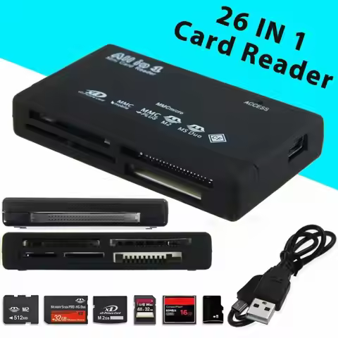 26 IN 1 Memory Card Reader USB External SD Mini Micro M2 MMC XD USB 2.0 Card Reader Adapter Support 