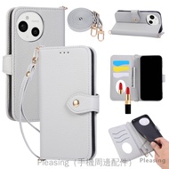 Lychee Pattern Leaf Buckle Flip Cover Suitable For Sharp AQUOS sense9 R9 Wish5 Phone Case Strap Diag