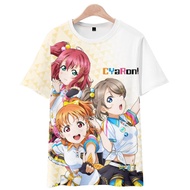 เสื้อยืดแขนสั้นคอตตอน LoveLive Sunshine Aqours สำหรับผู้ชาย ดีไซน์พิมพ์ลายการ์ตูน ทรงหลวม น้ำหนักเบา