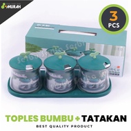 HARGA MURAH - TOP BUMBU TOPLES BUMBU FELICIA T-3 - Tempat Garam Merica + TATAKAN Tempat / Baki + Sen