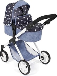 Bayer Chic 2000 2-in-1 Mila Doll's Pram - Navy Stars - Height Adjustable Handle 39-72 cm - Modern Fr