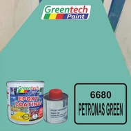(PETRONAS GREEN 6680) 1L Epoxy Paint GREENTECH PAINT (750ml Colour + 250ml Hardener) CAT LANTAI BERKUALITI