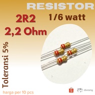 R Resistor 2R2 2.2R Ohm 1/6w 2.2 ohm 2r2ohm 1/6 watt 5%