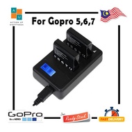 Gopro 5, 6 , 7, 8  battery  LCD Display Dual Slot Charger