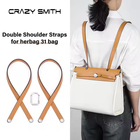 CRAZYSMITH 100% Genuine Leather Double shoulder straps Fits for Hermes herbag 31 Shoulder Straps Rep