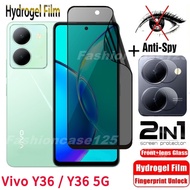 ฟิล์มไฮโดรเจลสำหรับ Y36 Vivo 5G 2023นุ่มเพิ่มความเป็นส่วนตัวป้องกันการสอดแนมฟิล์มกันรอยป้องกันเต็มพื