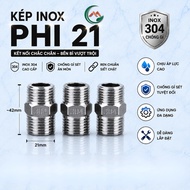 Dual polished stainless steel dn 15 (non-21 - 1/2''), 2 external thread ends 21mm - QM.PK108