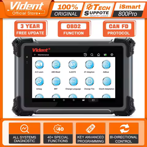 VIDENT iSmart800 Pro OBD2 Scanner Full System Car Diagnostic Tool Key Programming Bi-Directional Con