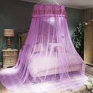 Bed Canopy Suspended ceiling mosquito net Hanging Princess Ceiling Mosquito Net Bed Canopy Encryption Dome Mosquito Net for Single Bed to King-Purple (Color : Purple)