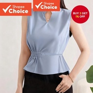 Casual Blouse Lace Up Spring/summer Blue Blouse for Women L142ED657  Blus Kasual Renda Up Musim Bung