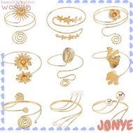 JONY Opening Arm Bracelet, Metal Gold Color Wide Open Bangle, Glamorous Adjustable Retro Multi Style