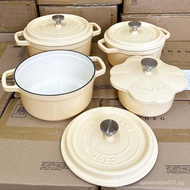 [Cream White]Exported to Japan Enamel Pot Cast Iron Pot Stew Pot Non-Stick Enamel Induction Cooker G