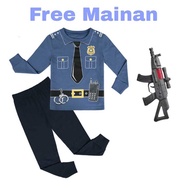 BAJU ANAK SETELAN POLISI BIRU FREE PISTOL