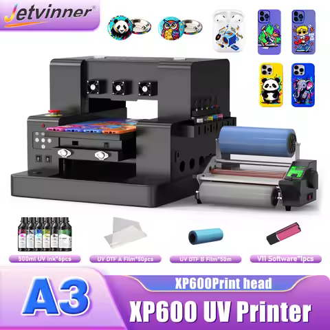 A3 UV Flatbed Printer For Epson XP600 L805 UV Printing Machine For Pen Bottle Metal Wood UV DTF Stic