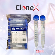 CLONEX Centrifuge Tubes 15ml– Sterile, Leak-Proof, Durable, Conical Bottom, Lab-Grade PP