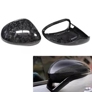 A Pair Of Satin Dry Carbon Fiber With Warning Light Holes Rearview Mirror Cover Buckle Replacement S