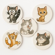 Personalised Ceramic Cat Round Name Coaster Gift With Customised Text Message