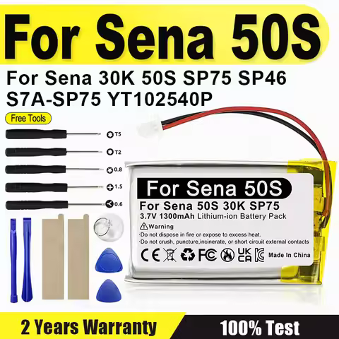 Brand-New 3.7V 1300mAh Rechargeable Battery For Sena 30K 50S, Sena50S SP75 S7A-SP75 Motorcycle Bluet