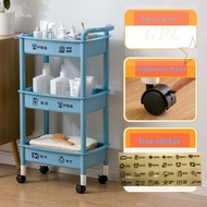 3 Tier Multifunction Storage Trolley Rack Office Shelves Home Kitchen Play Toys Rack With Plastic Wheel