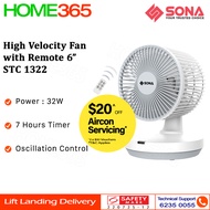 Sona High Velocity Fan with Remote 6" STC 1322