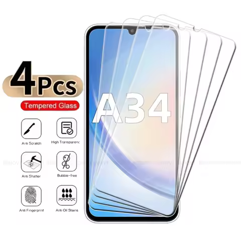1/2/3/4Pcs For Samsung Galaxy A34 Glass Samsung A34 Tempered Glass 9H Transparent Clear Cover Screen