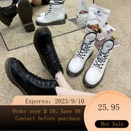 🌈2022New British Lace up Flat Motorcycle Boots Knight Dr. Martens Boots Female Couple Velvet Men's Boots plus Size KCFY