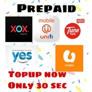 RM5 TUNETALK/XOX/UMOBILE/UNIFI/YES PREPAID INSTANT DIRECT TOPUP MURAH MURAH